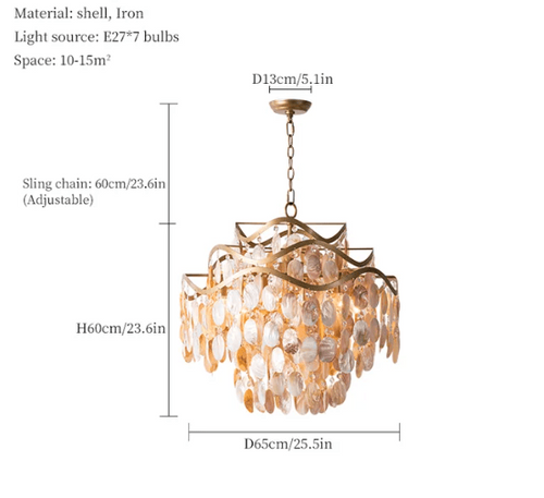 Beachy Conch Shell Coastal Pendant Chandelier Lighting - The Finishing Touch Decor, LLC