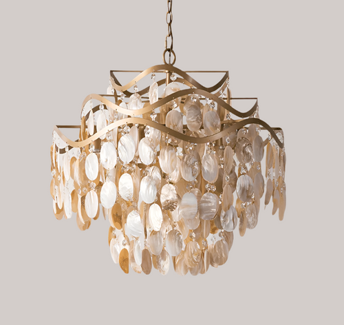 Beachy Conch Shell Coastal Pendant Chandelier Lighting - The Finishing Touch Decor, LLC