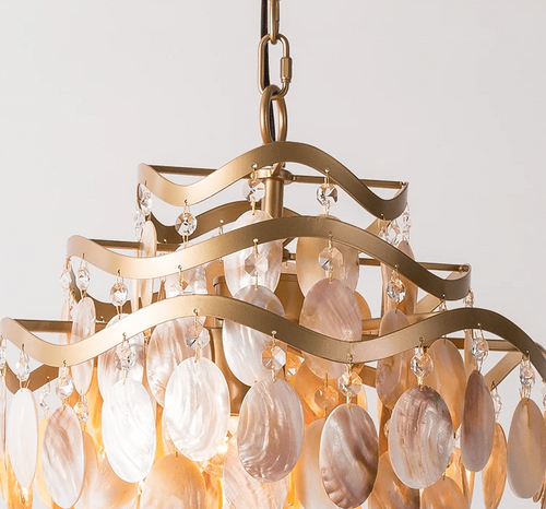 Beachy Conch Shell Coastal Pendant Chandelier Lighting - The Finishing Touch Decor, LLC