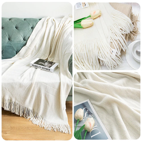 Faux-Cashmere Lightweight Fringed Throw Blanket - The Finishing Touch Decor, LLC