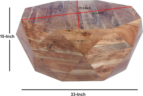 Rustic Nordic Diamond Shape Acacia Wood Coffee Table