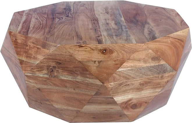 Rustic Nordic Diamond Shape Acacia Wood Coffee Table