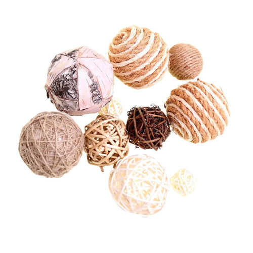 Natural Rattan Assorted Woven Wicker Balls - The Finishing Touch Decor, LLC