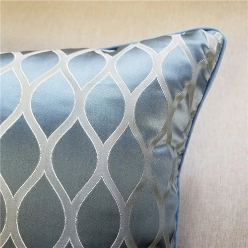 Contemporary Shiny Geometric Design Woven Jacquard Decorative Pillow Case Gray Blue Sofa Chair Cushion Cover 45x45cm 1pc/lot