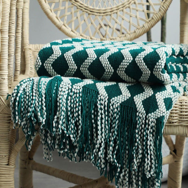 Classic Tasseled Nordic Knit Throw Blanket - Variety of Patterns and Colors - The Finishing Touch Decor, LLC