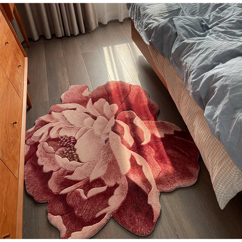 Romantic Peony Flower Shaped Luxury Bedside Carpet Rug - The Finishing Touch Decor, LLC