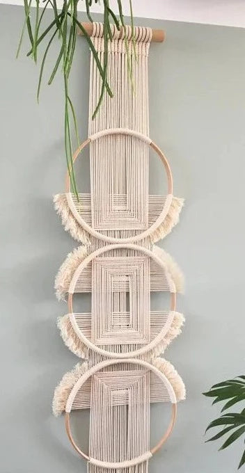 Bamboo Circle & Handwoven Rope Macrame Wall Hanging - The Finishing Touch Decor, LLC