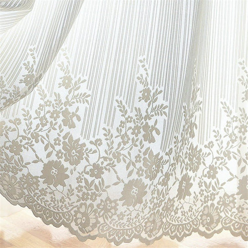 Lace Sheer Delicate White Floral Tulle Curtains - The Finishing Touch Decor, LLC