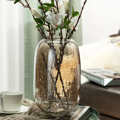 Chic Cracked Ice Textured Glass Transparent Vases - The Finishing Touch Decor, LLC