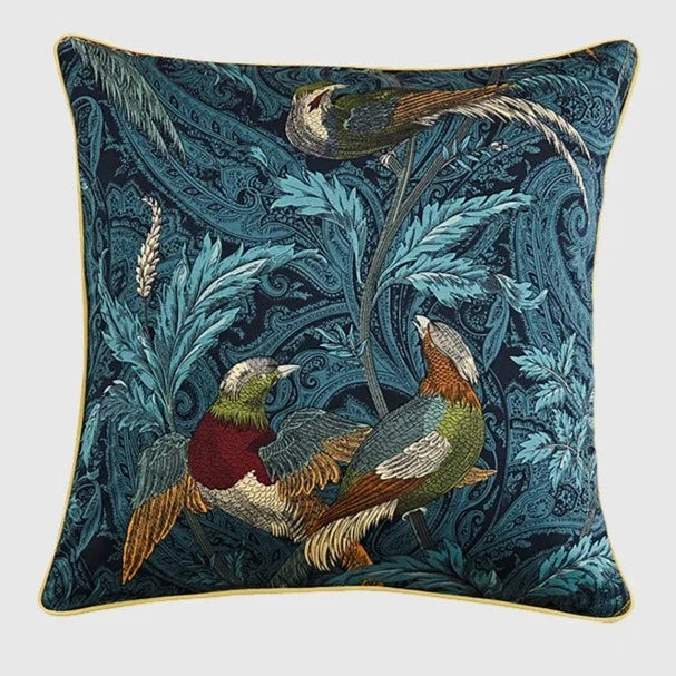 Jewel Tone Nightingale Birds Print Throw Pillow Cover - The Finishing Touch Decor, LLC