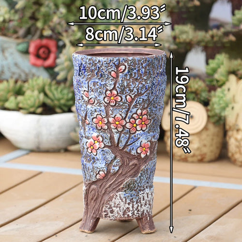 Hand-Painted Floral Ceramic Pottery Succulent Flowerpots - The Finishing Touch Decor, LLC