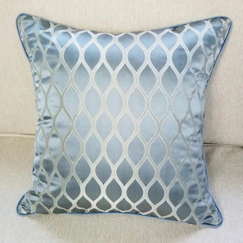 Contemporary Shiny Geometric Design Woven Jacquard Decorative Pillow Case Gray Blue Sofa Chair Cushion Cover 45x45cm 1pc/lot