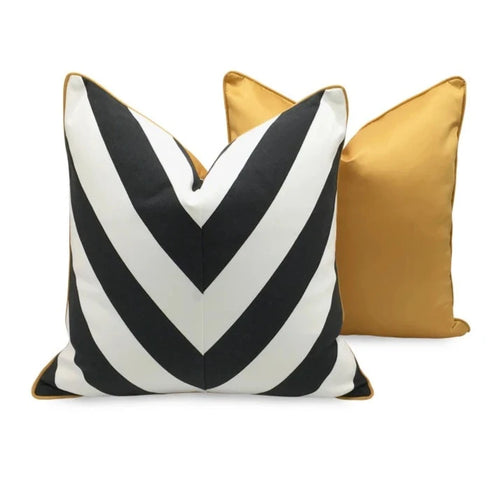 Modern Ivory & Black Stripe Throw Pillow Cover - The Finishing Touch Decor