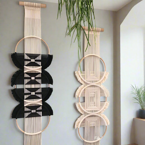 Bamboo Circle & Handwoven Rope Macrame Wall Hanging - The Finishing Touch Decor, LLC