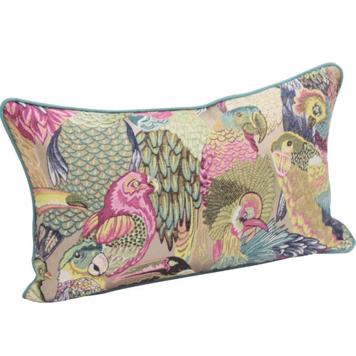 Neoclassical Parrot Flower Embroidery Throw Pillow Covers - The Finishing Touch Decor, LLC