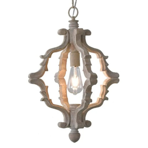 Antique French Country Wood Pendant Chandelier - The Finishing Touch Decor, LLC