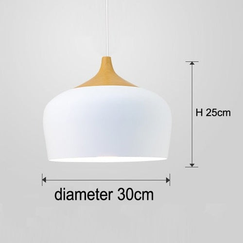 Wood & Aluminum Lampshade Mid-Century Modern Minimalist Pendant Chandelier Lighting - The Finishing Touch Decor, LLC