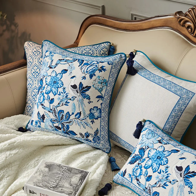 Blue & White Chinese Porcelain Pattern Throw Pillow Covers - The Finishing Touch Decor, LLC