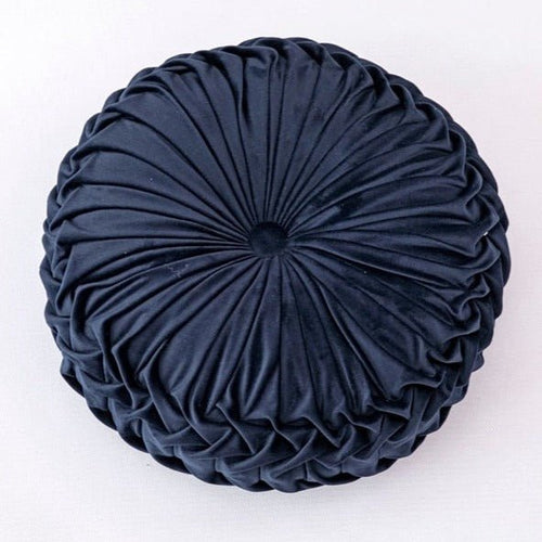 Handmade Luxury Pleated Velvet Pouf Round Full Pillow Cushion - The Finishing Touch Decor, LLC