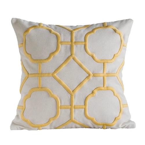 Embroidered Quatrefoil Pattern Throw Pillow Covers - The Finishing Touch Decor, LLC