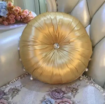 Round European Satin Tufted Accent Pillows - The Finishing Touch Decor, LLC