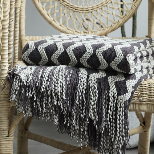 Classic Tasseled Nordic Knit Throw Blanket - Variety of Patterns and Colors - The Finishing Touch Decor, LLC