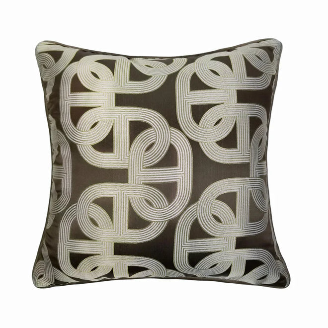 Modern Geometry Chocolate Chain Square Throw Pillow Cover