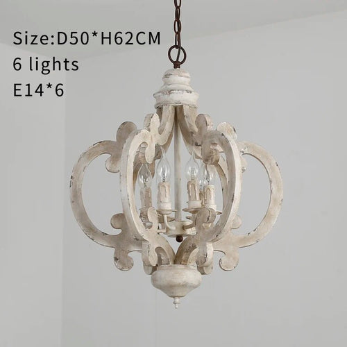 Weathered French Country Vintage White Wood Chandelier - The Finishing Touch Decor, LLC