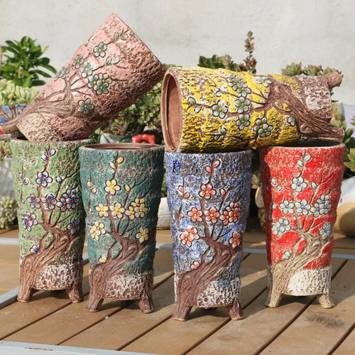 Hand-Painted Floral Ceramic Pottery Succulent Flowerpots - The Finishing Touch Decor, LLC