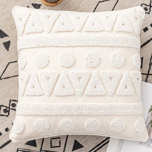 Neutral Ivory Linen Tufted Shams Geometric Pattern Nordic Throw Pillow Covers - The Finishing Touch Decor, LLC