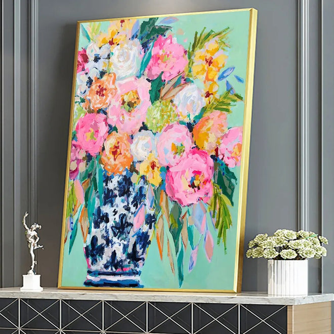 Pastoral Abstract Colorful Floral Oil Painting Canvas Print - The Finishing Touch Decor, LLC