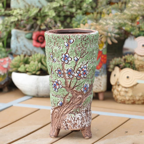 Hand-Painted Floral Ceramic Pottery Succulent Flowerpots - The Finishing Touch Decor, LLC