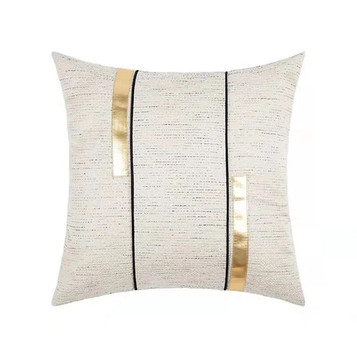 Ivory Cover Black & Gold Stripe Modern Jacquard Throw Pillows Covers - The Finishing Touch Decor, LLC