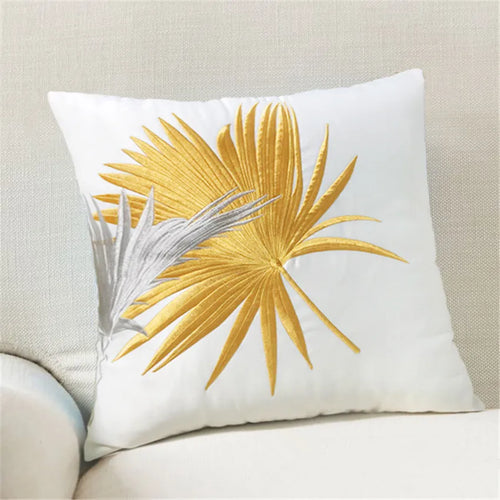 Palm Leaf Embroidered Tropical Pattern Throw Pillow Covers - The Finishing Touch Decor, LLC