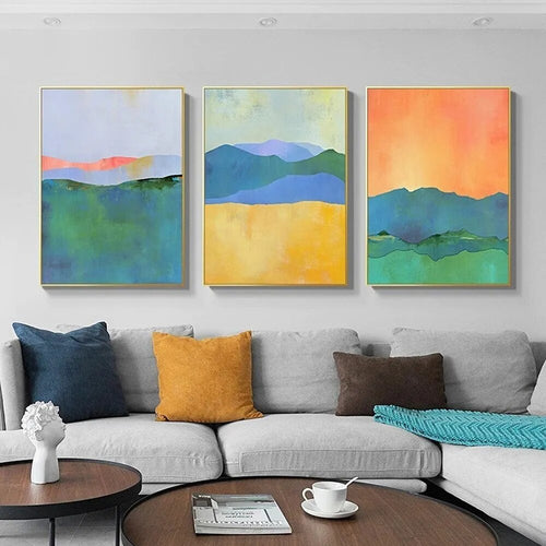 Vivid Color "Mountain Sunrise" on Canvas Paintings Print Modern Wall Art - The Finishing Touch Decor, LLC