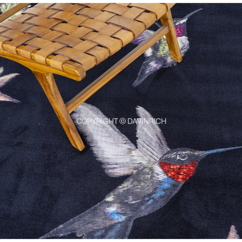 Hand Painted Hummingbird Colorful Tapestry Area Rug - The Finishing Touch Decor, LLC