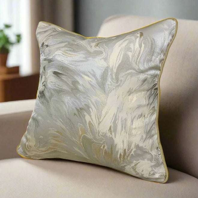 Deluxe Abstract Cloud Design Beige Gold Shiny Hotel Decorative Pillow Case 45x45cm Home Sofa Chair Cushion Cover 1 pc Pack