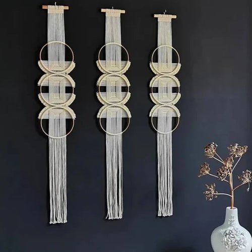 Bamboo Circle & Handwoven Rope Macrame Wall Hanging - The Finishing Touch Decor, LLC