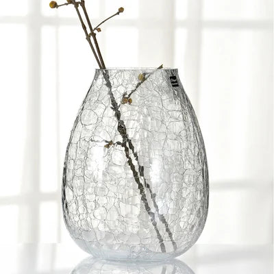 Chic Cracked Ice Textured Glass Transparent Vases - The Finishing Touch Decor, LLC