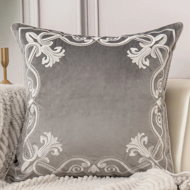 Luxury Handmade European Embroidery Velvet Throw Pillow Covers - The Finishing Touch Decor, LLC