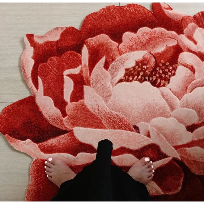 Romantic Peony Flower Shaped Luxury Bedside Carpet Rug - The Finishing Touch Decor, LLC