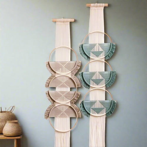 Bamboo Circle & Handwoven Rope Macrame Wall Hanging - The Finishing Touch Decor, LLC