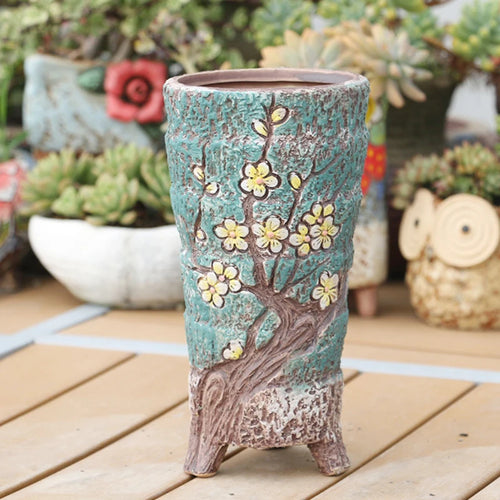 Hand-Painted Floral Ceramic Pottery Succulent Flowerpots - The Finishing Touch Decor, LLC