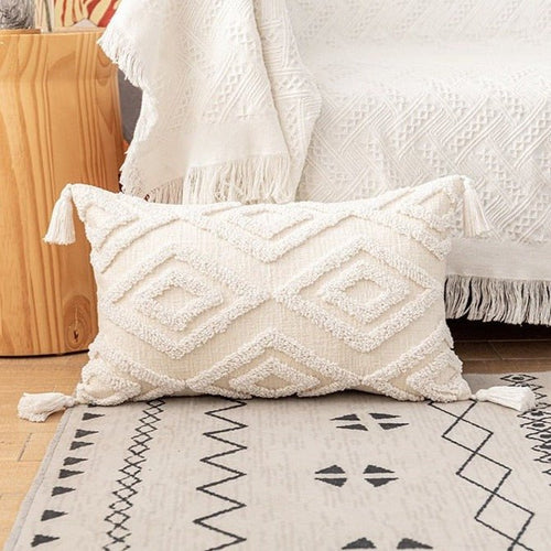 Neutral Ivory Linen Tufted Shams Geometric Pattern Nordic Throw Pillow Covers - The Finishing Touch Decor, LLC