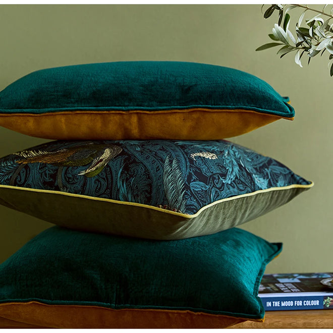 Jewel Tone Nightingale Birds Print Throw Pillow Cover - The Finishing Touch Decor, LLC