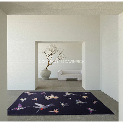 Hand Painted Hummingbird Colorful Tapestry Area Rug - The Finishing Touch Decor, LLC