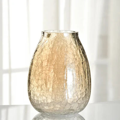 Chic Cracked Ice Textured Glass Transparent Vases - The Finishing Touch Decor, LLC