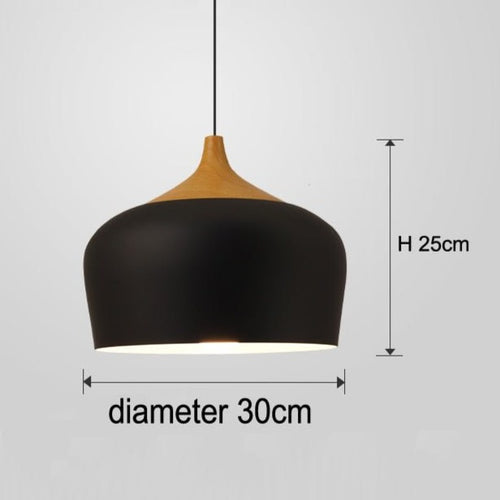 Wood & Aluminum Lampshade Mid-Century Modern Minimalist Pendant Chandelier Lighting - The Finishing Touch Decor, LLC