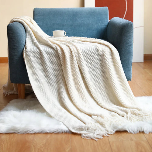 Waffle Embossed Knit Throw Blanket or Bedspread - The Finishing Touch Decor, LLC