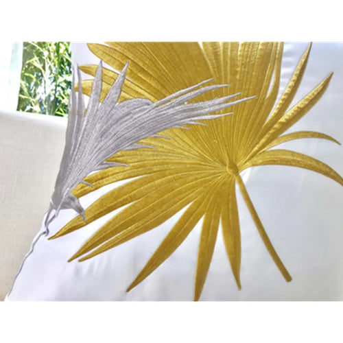 Palm Leaf Embroidered Tropical Pattern Throw Pillow Covers - The Finishing Touch Decor, LLC